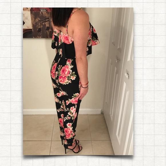 Black Floral Jumpsuit - Picture 4 of 4