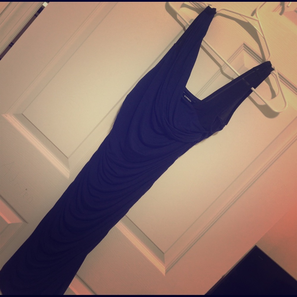 Sleeveless Ruched Drape Neck Midi Dress