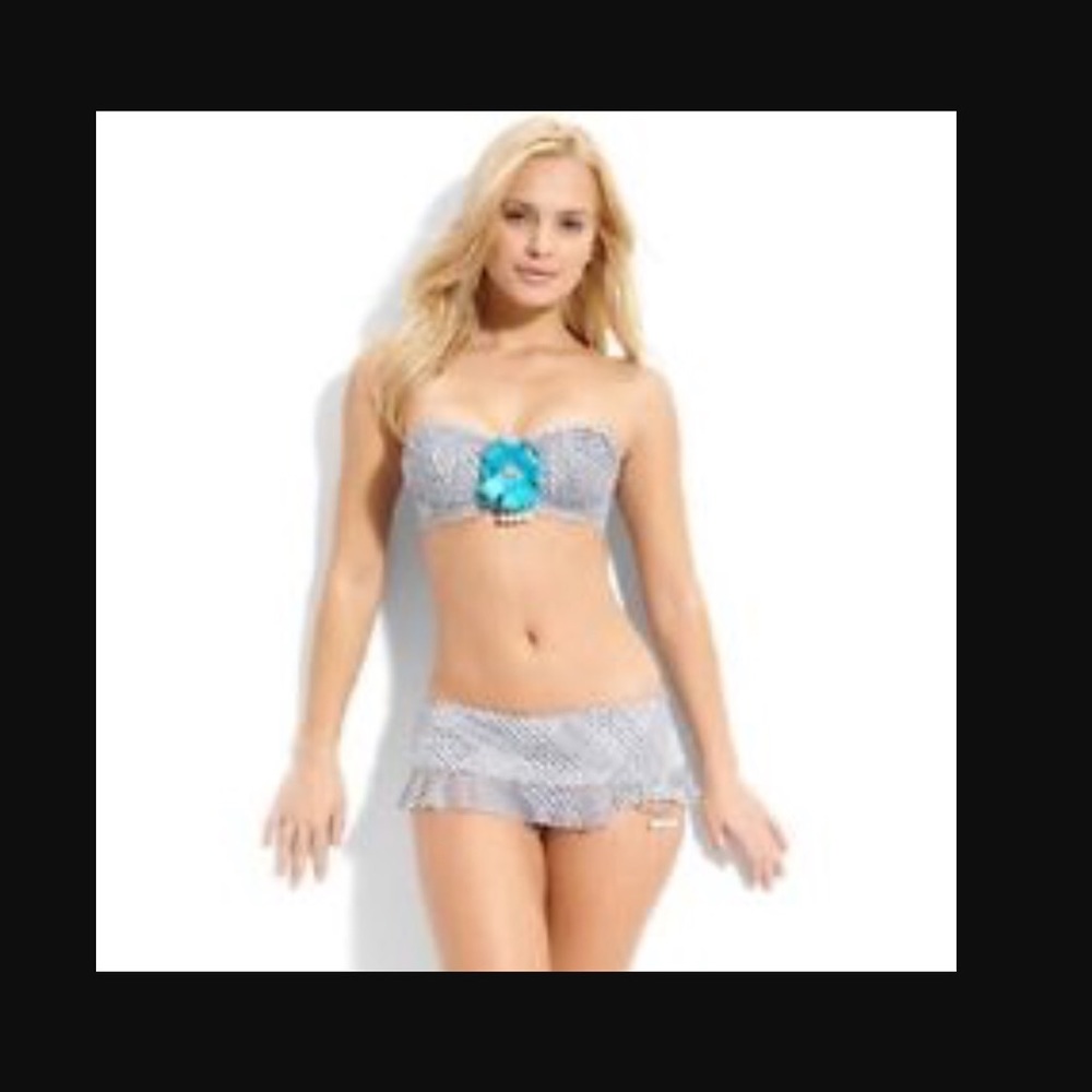Betsey Johnson plaid blue gray white bikini swim