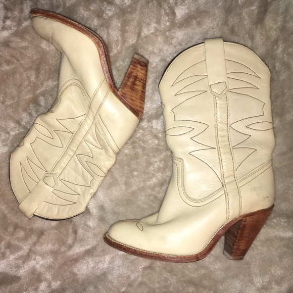 Vintage frye leather mid calf heel boots 5.5 - Picture 2 of 7