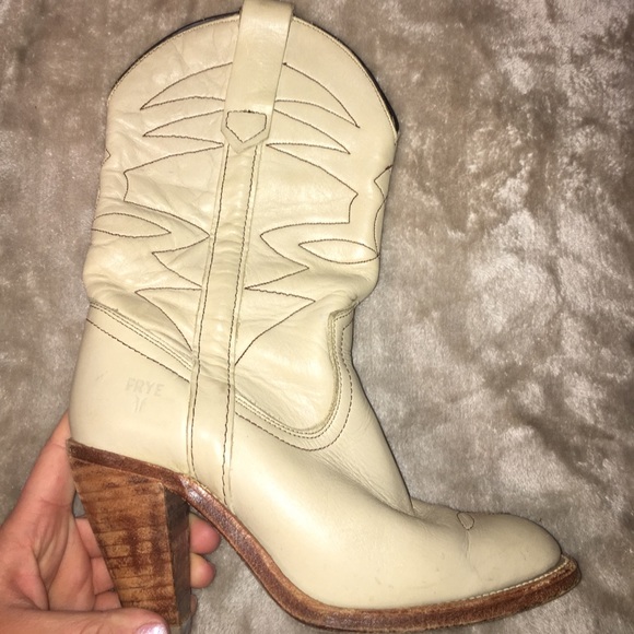 Vintage frye leather mid calf heel boots 5.5 - Picture 4 of 7