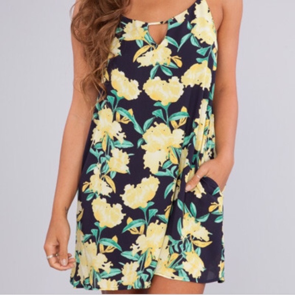 S-L Navy & yellow floral sundress - Picture 3 of 5