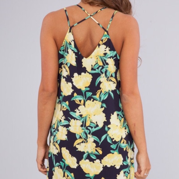 S-L Navy & yellow floral sundress - Picture 5 of 5