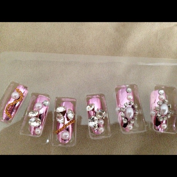 Fancy design mirrors nails ( pink). main image 4