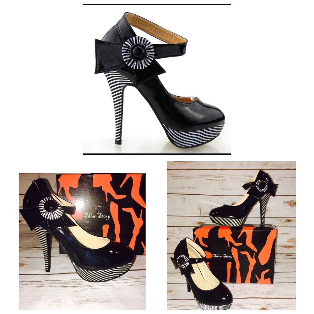 👠👠NWT Show Story Stiletto Sz 8 with Ankle Strap