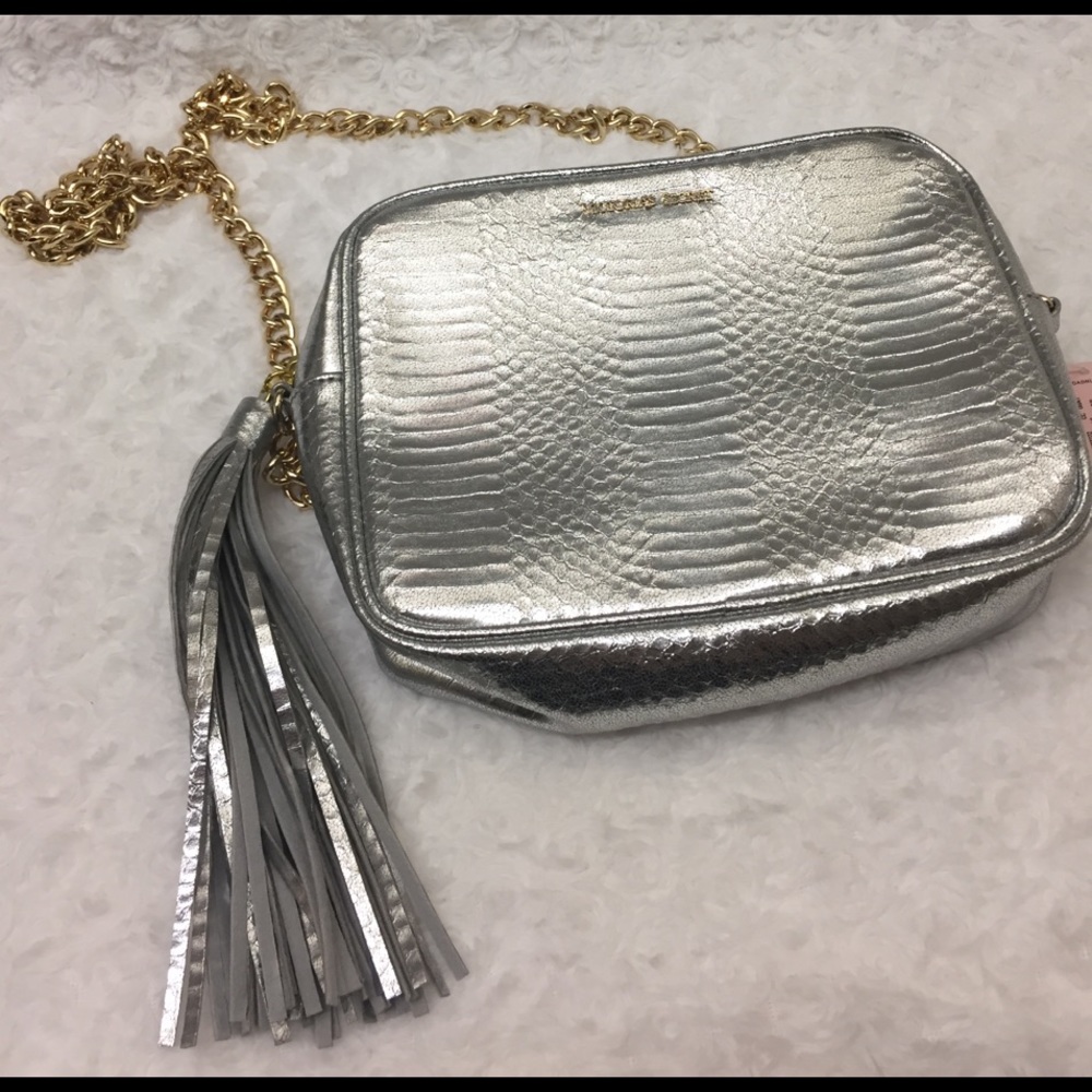 NEW Victoria's Secret Silver Crossbody Tassel Bag