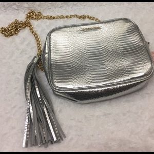 NEW Victoria's Secret Silver Crossbody Tassel Bag