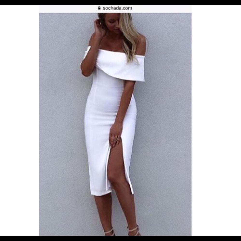 The Off  Shoulder Split  Elegant Bandage Dress.👗