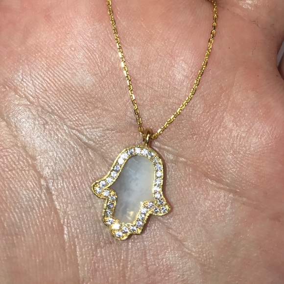 HAMSA PENDANT ONYX STERLING-SILVER&CUBIC ZIRCONIA - Picture 3 of 4