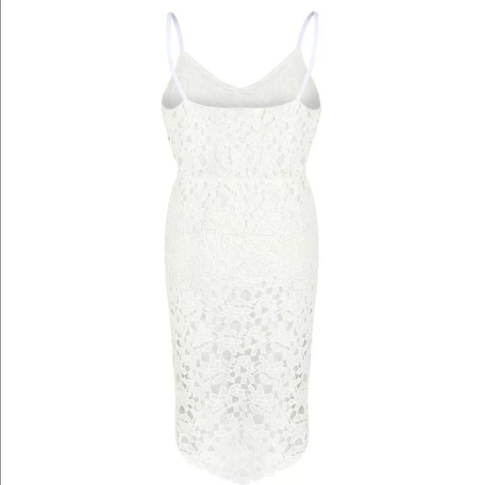 🇺🇸SALE White Asymmetrical Floral Lace Dress • - Picture 4 of 7