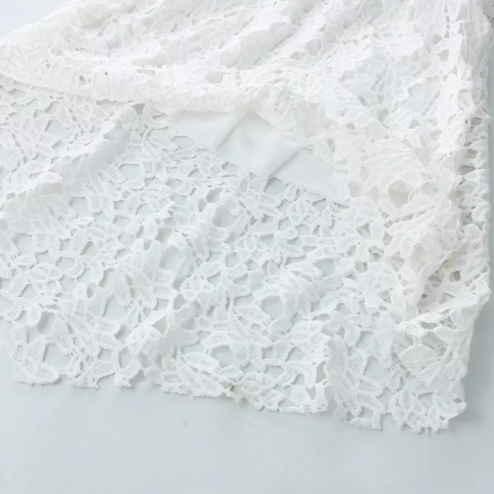 🇺🇸SALE White Asymmetrical Floral Lace Dress • - Picture 6 of 7