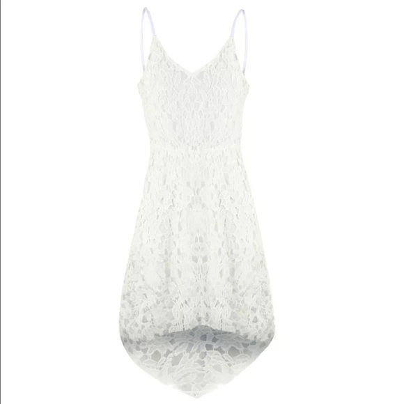 🇺🇸SALE White Asymmetrical Floral Lace Dress • - Picture 3 of 7