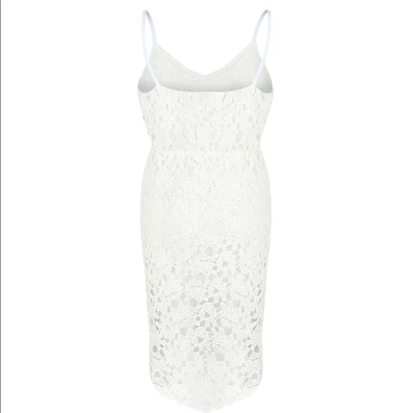 🇺🇸SALE White Asymmetrical Floral Lace Dress • - Picture 4 of 7