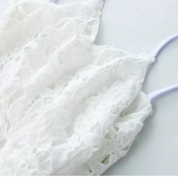 🇺🇸SALE White Asymmetrical Floral Lace Dress • - Picture 5 of 7