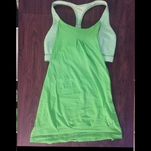 Lululemon green tank with built in bra size 6