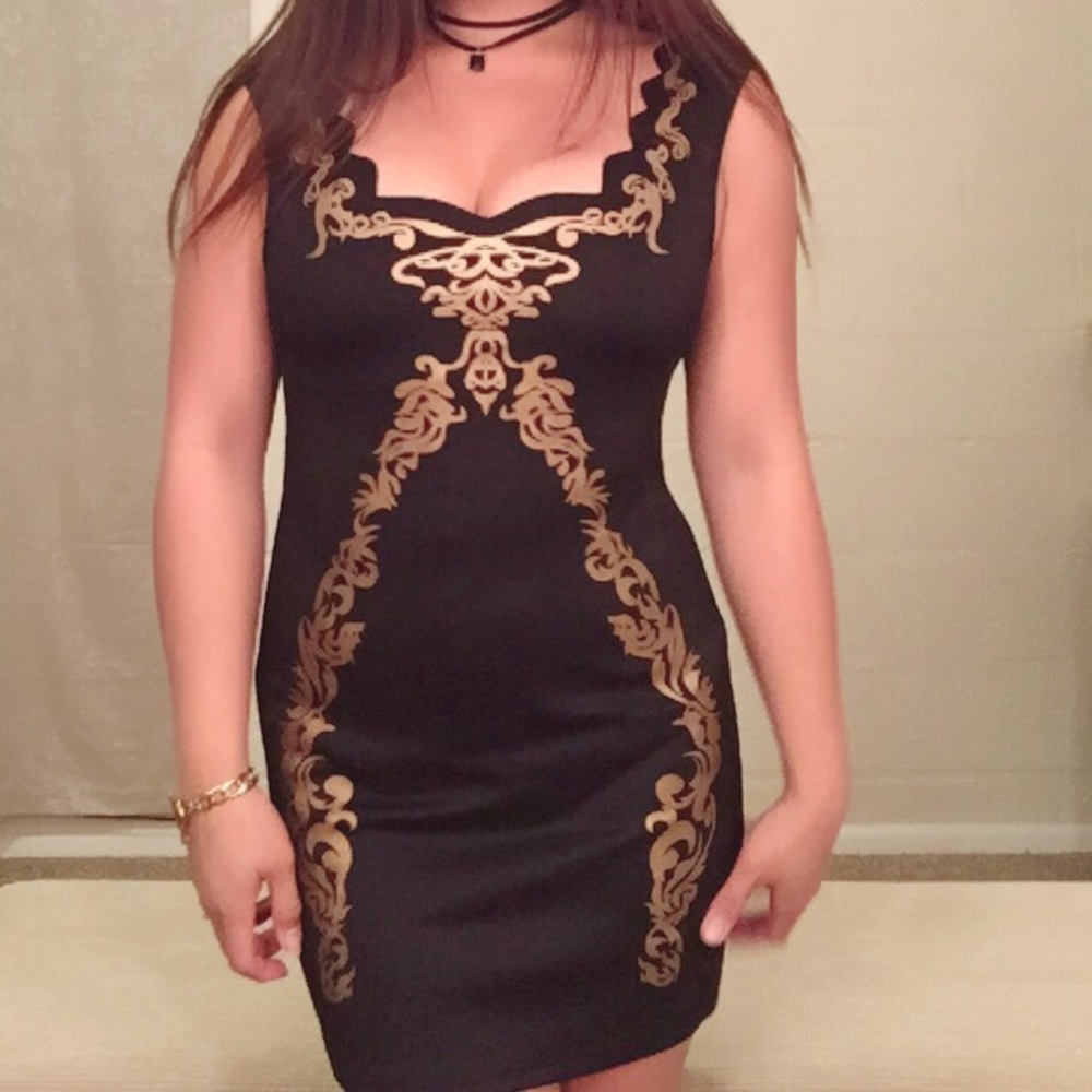 Black dress w/ gold detail