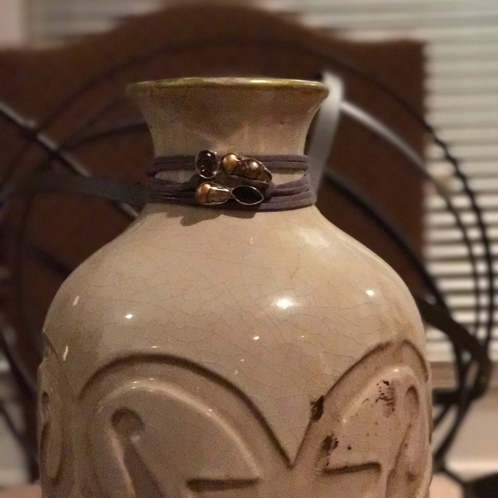 Grey Suede Choker with Mixed Stones