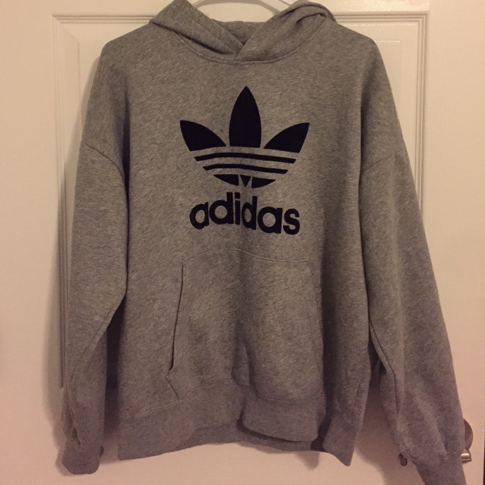Adidas originals grey trefoil hoodie