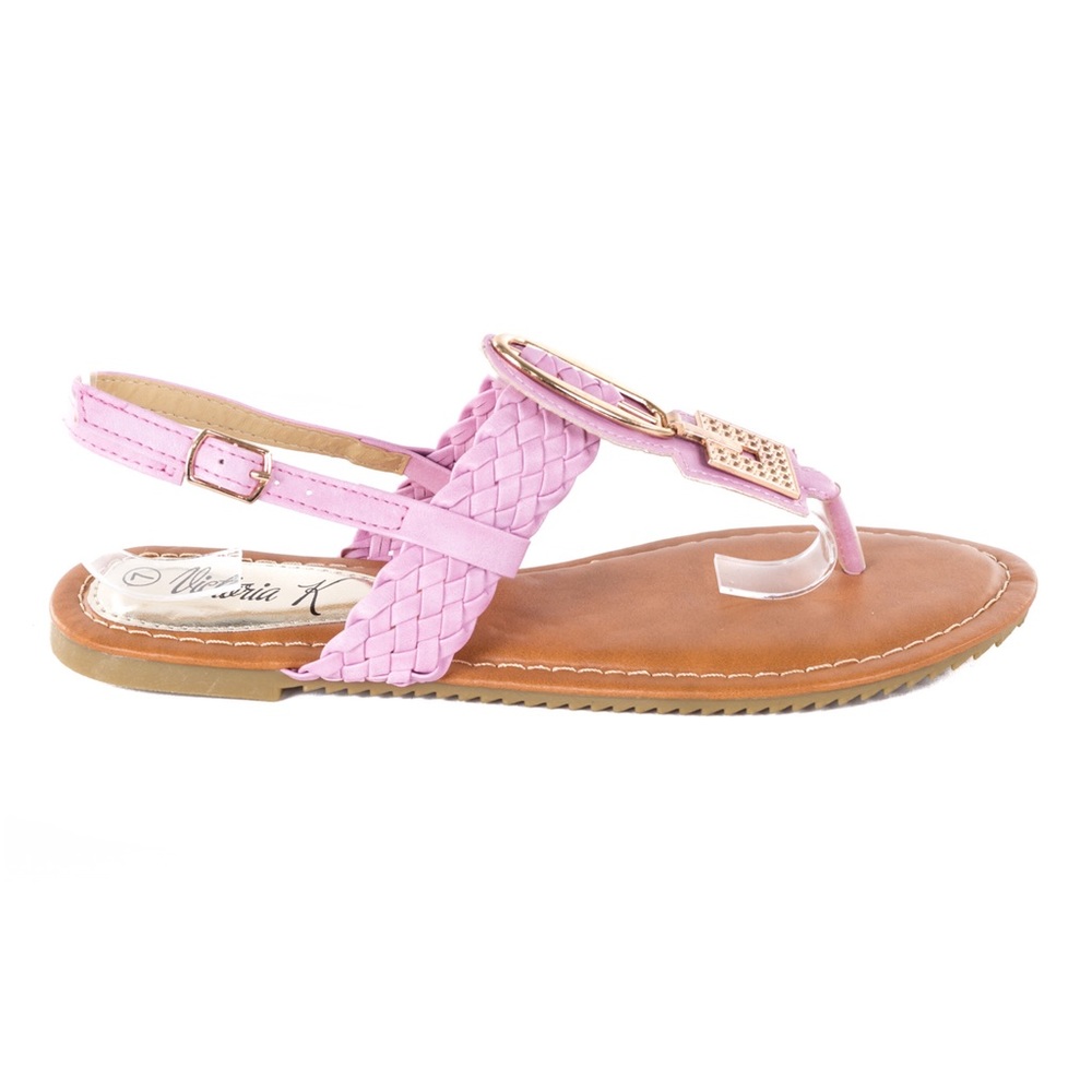 Women Rose Slingback Thong Flat Sandals S1977 - Picture 3 of 4