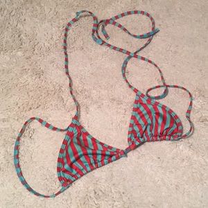 American Apparel M red blue stripe bikini top