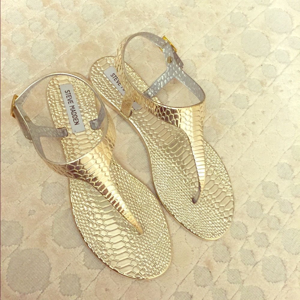 Steve Madden Grover Jelly Sandals GOLD. Size 10.