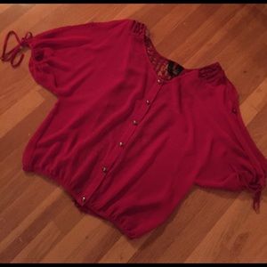Beautiful VALENTINES red blouse with cold shoulder