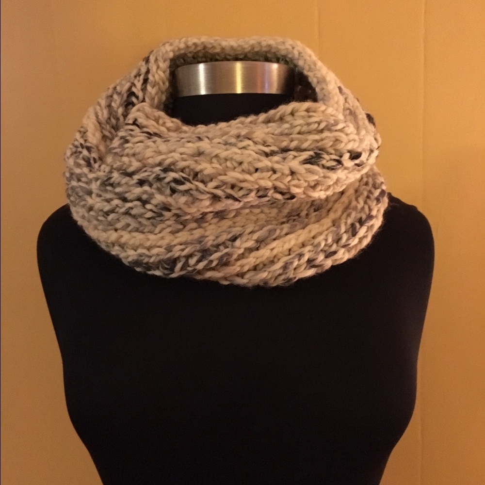Chunky, wool blend handmade cowl neck scarf