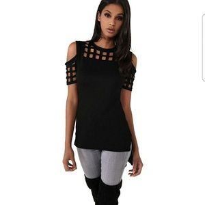 Sexy Cutout Cold Shoulder Top