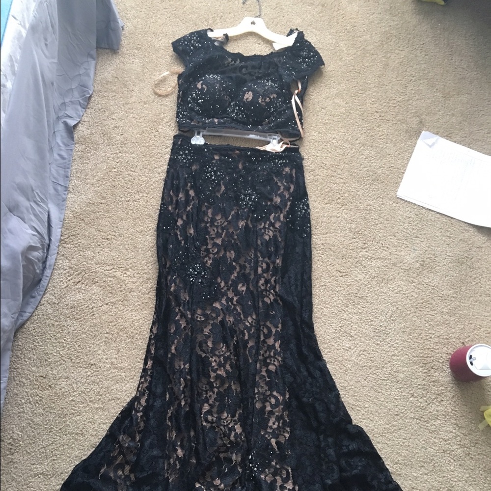 Black lace, open back, 2piece, formal dress!!!