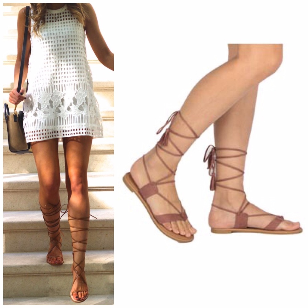 ❗️CLEARANCE ❗️Mauve Lace Up Sandals - Picture 1 of 4