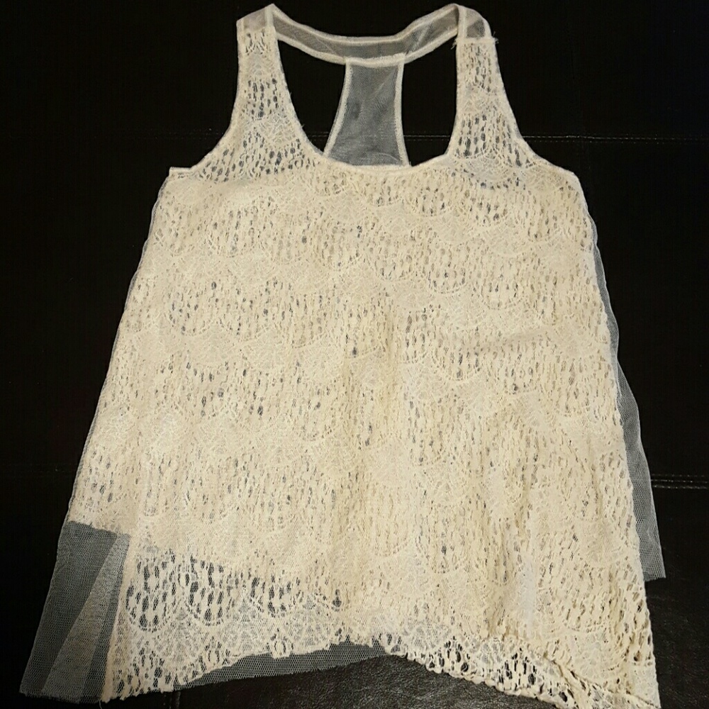 Daytrip Crochet Lace and Mesh Tank Top M