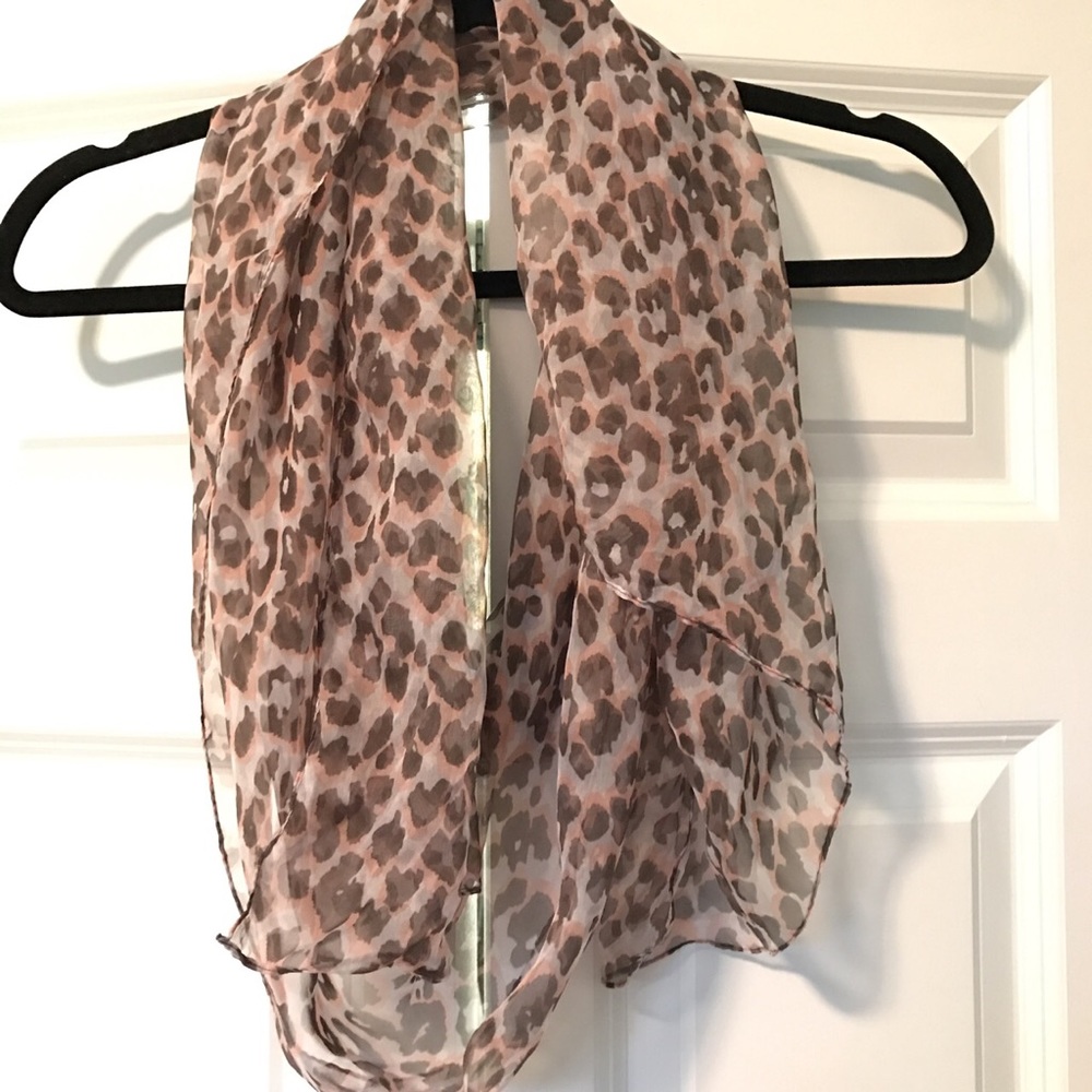 Sheer pink and grey leopard scarf