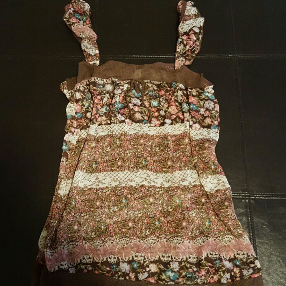 Sophie B Sheer Floral Tank Top M