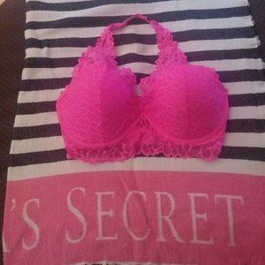 PINK Lace Halter lined Bra NWOT