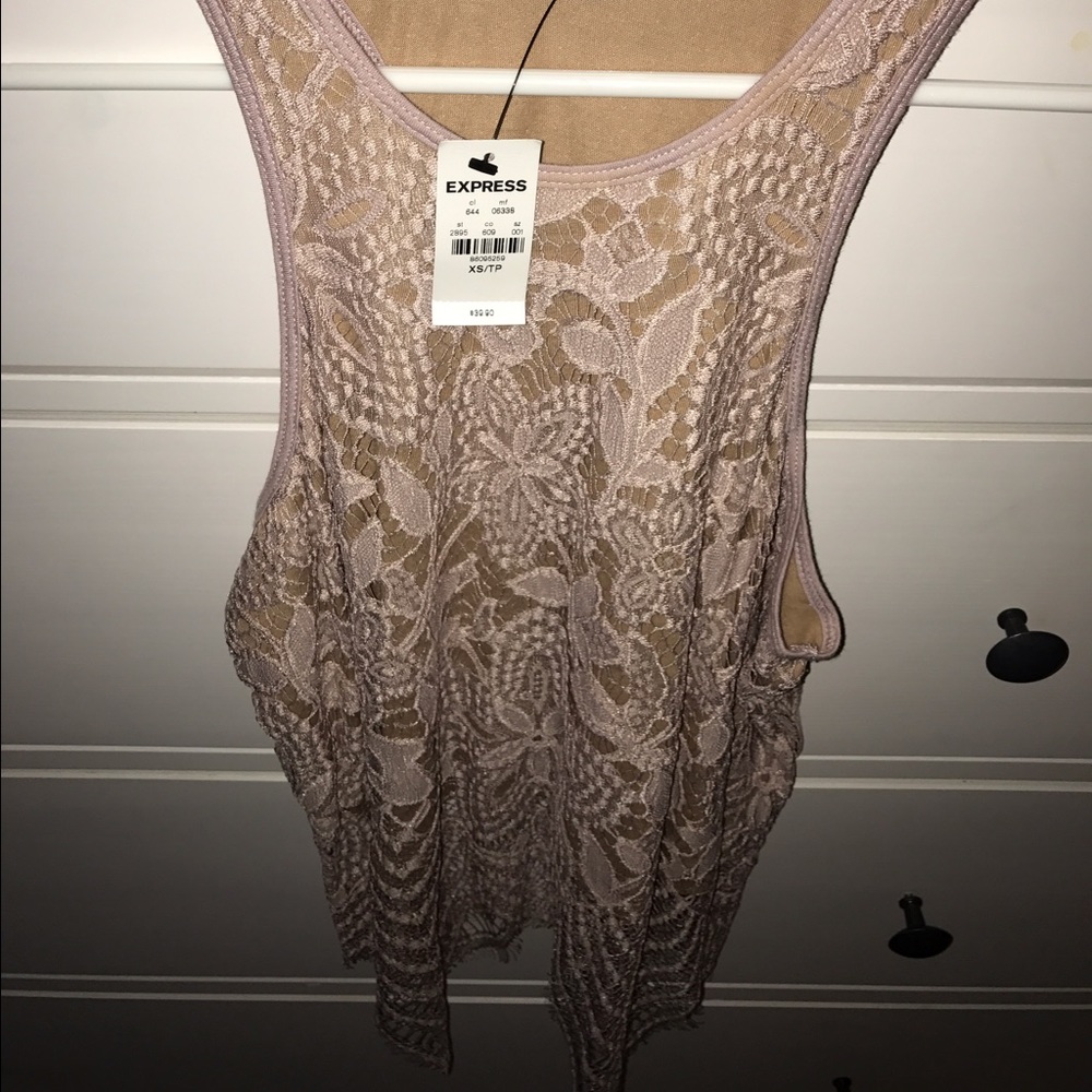 Express purple/tan lace tank