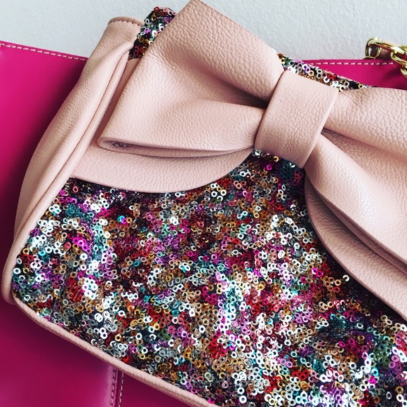 Betsey Johnson Handbags - BETSEY JOHNSON  Fairy Bow  Sequined Cross Body