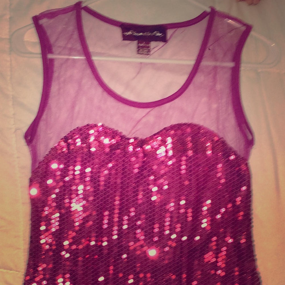 FABULOUS FUSCIA SEQUINCED DRESS