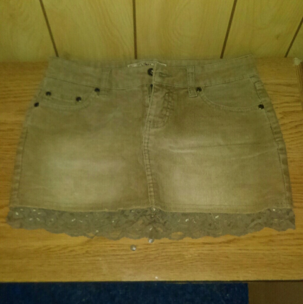 YMI tan stretchy corderoy skirt
