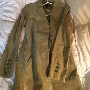 H&M suede olive trench coat