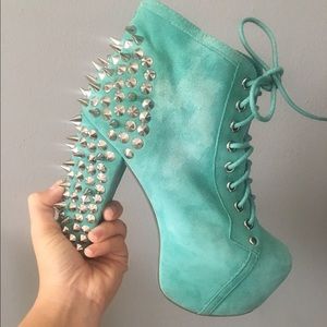 Lita Spike Turquoise Suede Silver Jeffrey Campbell