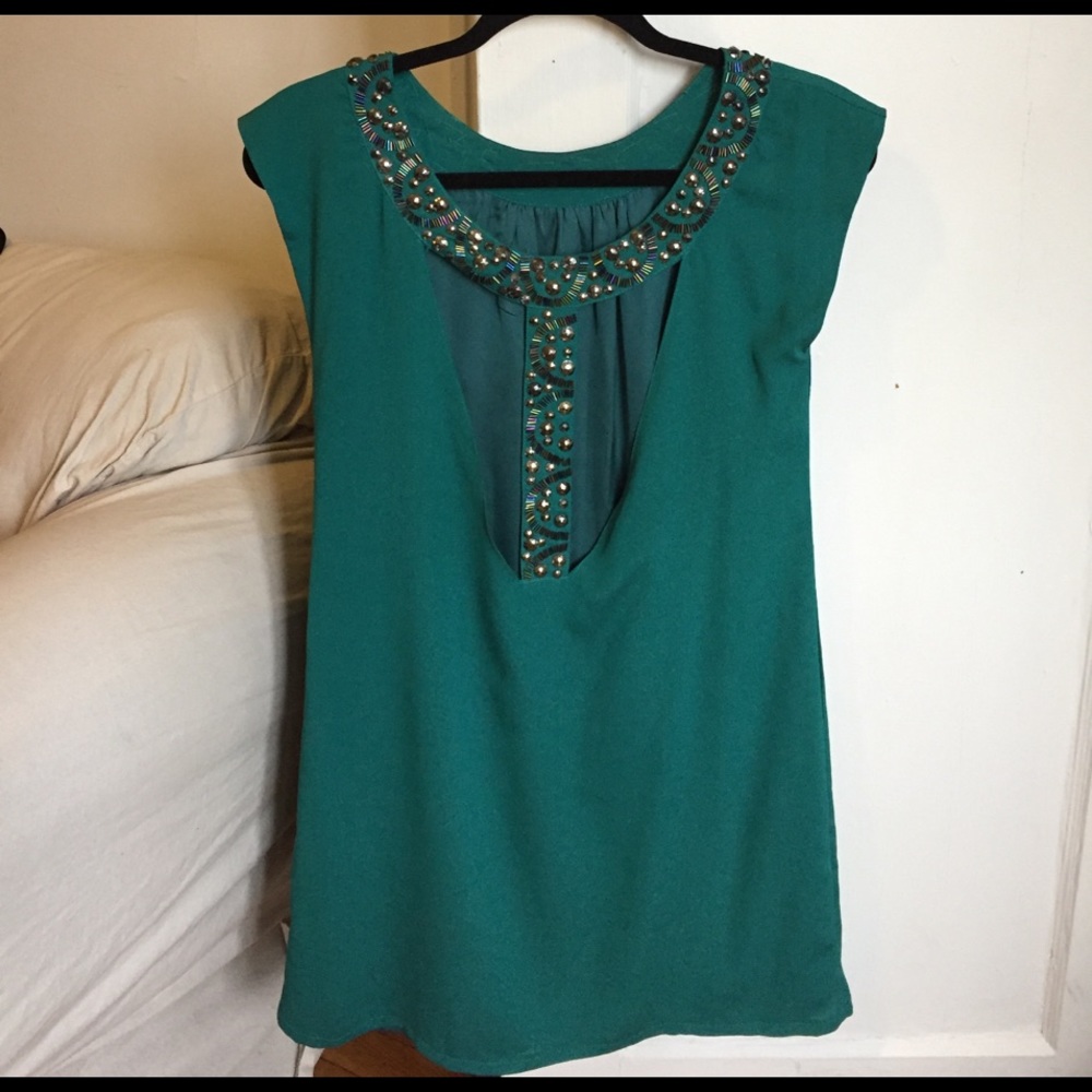 Dressy Shift Dress with Beading + FREE MAKEUP BAG