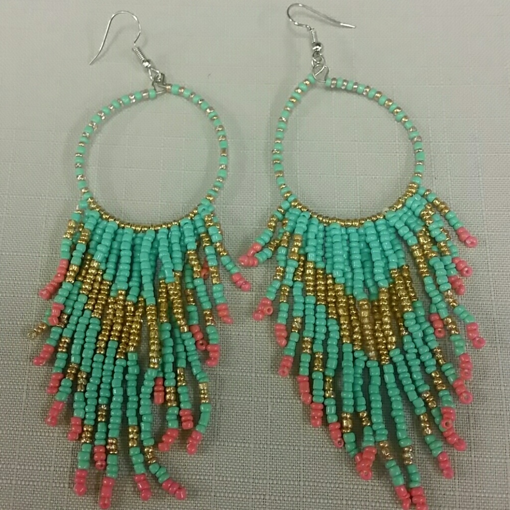 Seed Beads Fringes Earrings