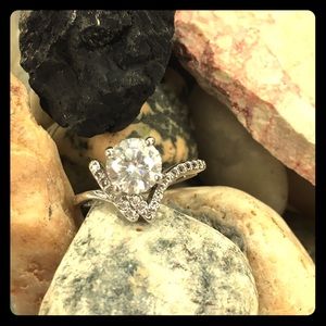 Silver Diamond Engagement Ring