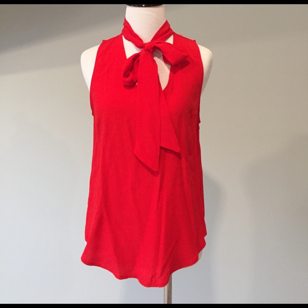 NWT Lucy Love tie neck top in red