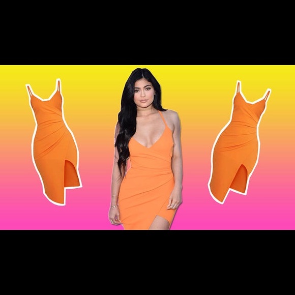 ❌SOLD❌ Seen on Kylie Jenner Orange PLT  Dress - Picture 2 of 6