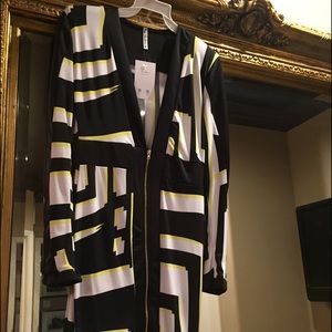 Neon and black zip up dress