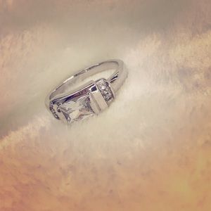 CZ Emerald Cut Engagement Ring