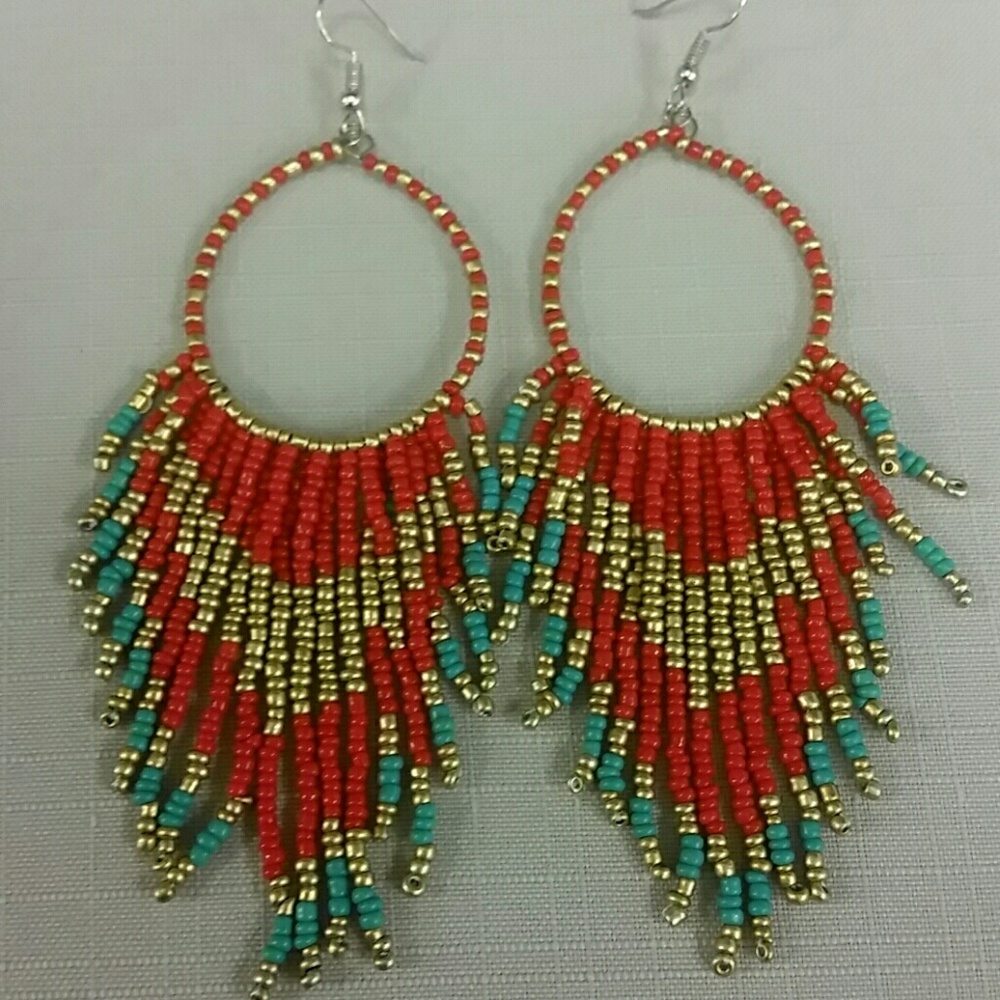 Seed Beads Fringes Earrings