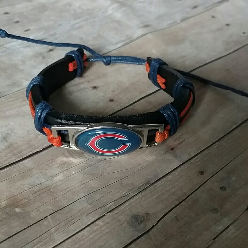 Adjustable leather bears NFL football bracelet