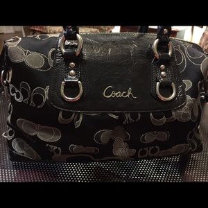 Black Ashley Coach Signature Purse Patent